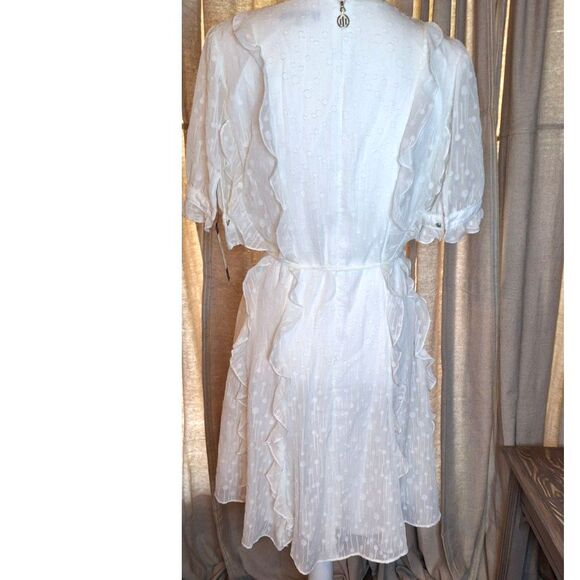 Tommy Hilfiger White Chiffon Ruffled Fit & Flare Dress Size 8 NWT - Picture 5 of 16